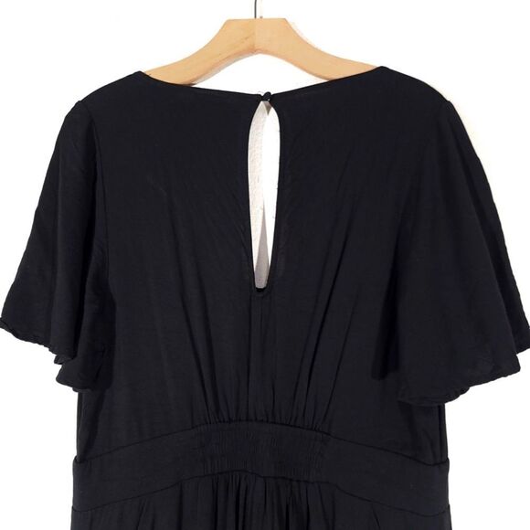 TORRID Challis Pleated Wide Leg Open Back Flutter Sleeve Jumpsuit in Black Large - Picture 8 of 10